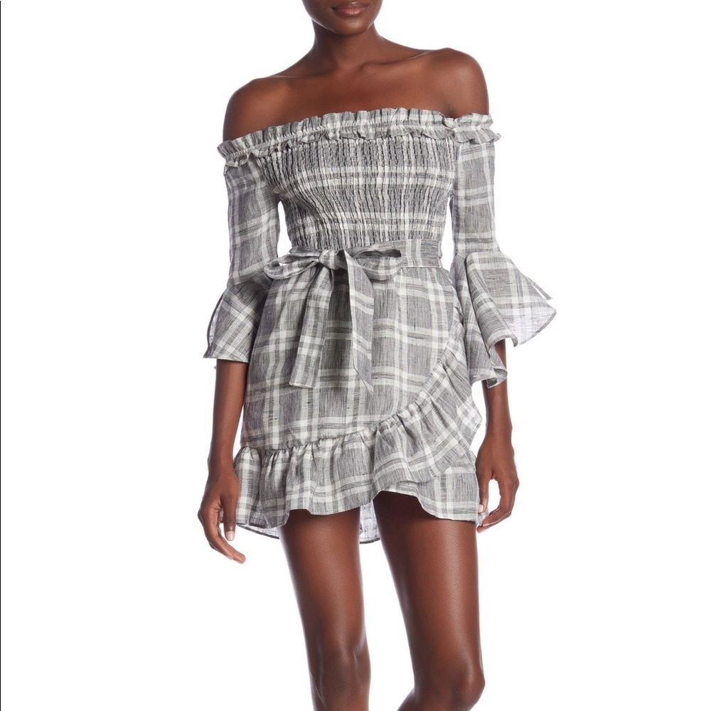 Plaid Off the Shoulder Dress